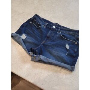 Lucky Brand Boyfriend Shorts Women SZ 10/30 light distress 3" roll cuff beachy